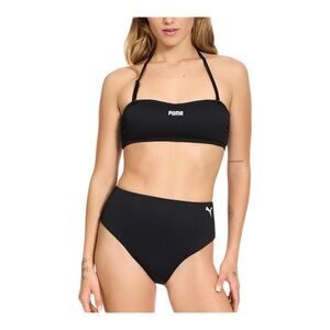 Puma Women's Bandeau Ribbed Bikini Top & Bottom Set Sz M